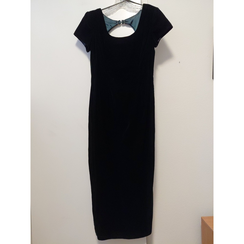 Scott McClintock Vintage Green Velvet Maxi Dress Short Sleeve Size 10